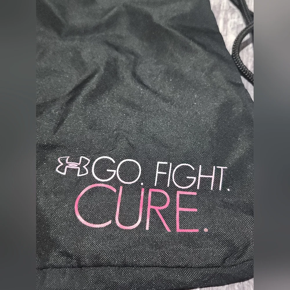 Under Armour Black & Pink  Drawstring Bag Power in Pink -‎ Go Fight Cure